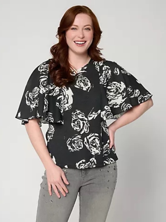 Rebecca Minkoff Tops - RM Studio x Rebecca Minkoff Cotton Modal Flutter Sly Knit Top, Black sz XL a7251
